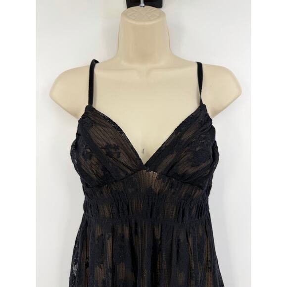 Vintage 90s Nessary Objects Womens Midi Dress Size M Babydoll Lace Fairy Goth - Picture 3 of 11